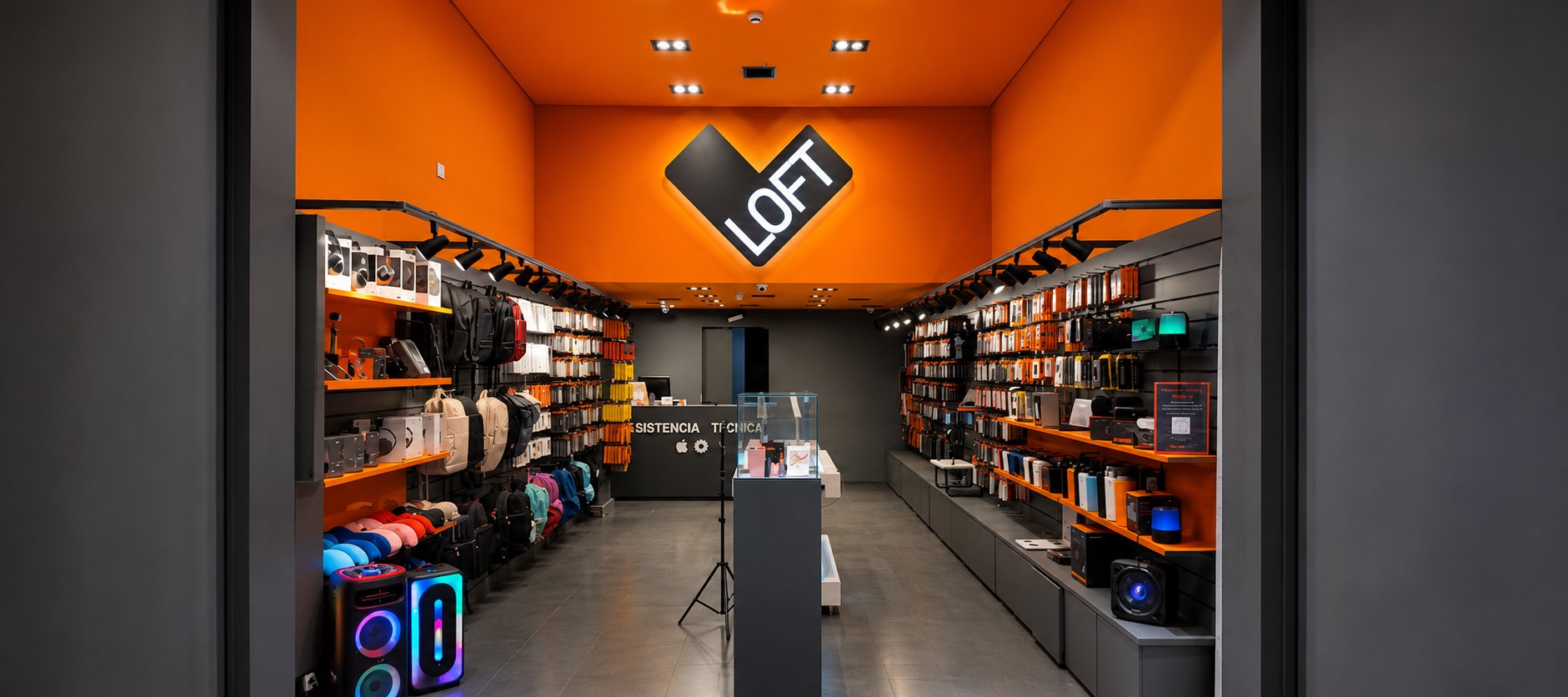 Loja Loft Curitiba - vitrine de acessórios
