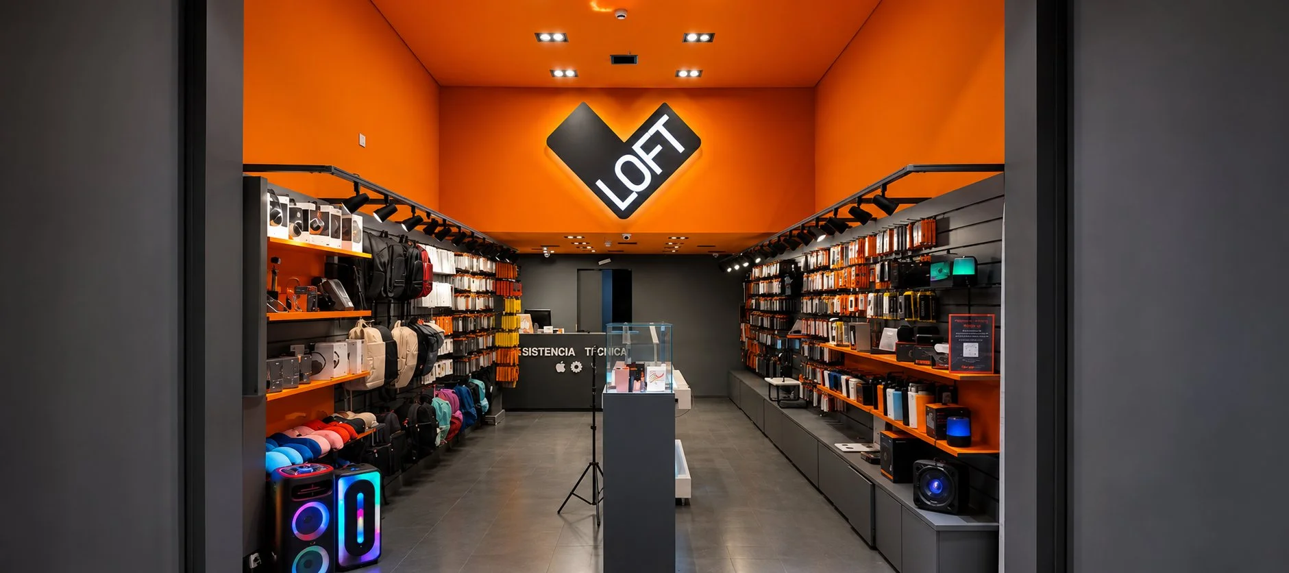 Loja Loft Curitiba - vitrine de acessórios
